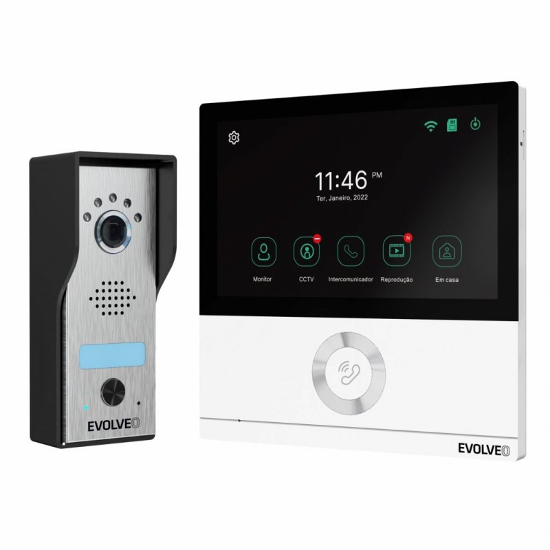 EVOLVEO DoorPhone AHD7, Sada domácího WiFi videotelefonu s ovládáním brány nebo dveří, bílý monitor - obrázek produktu