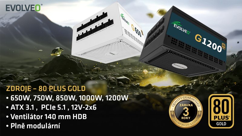 EVOLVEO G750, 750W /  ATX 3.1 /  80+ GOLD /  Modular - obrázek č. 1