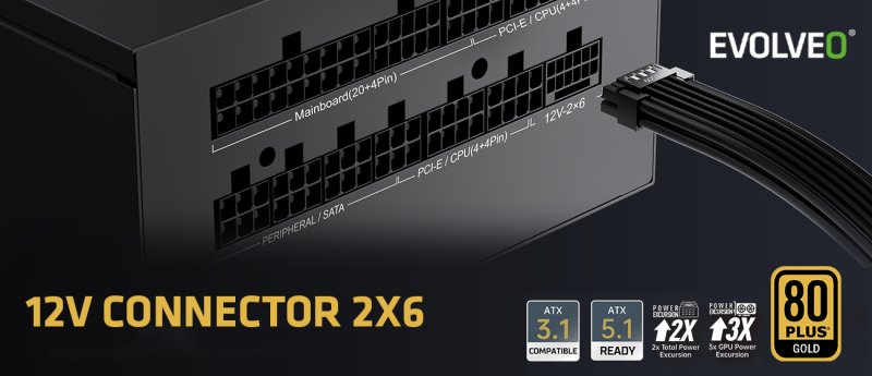 EVOLVEO G750, 750W /  ATX 3.1 /  80+ GOLD /  Modular - obrázek č. 9