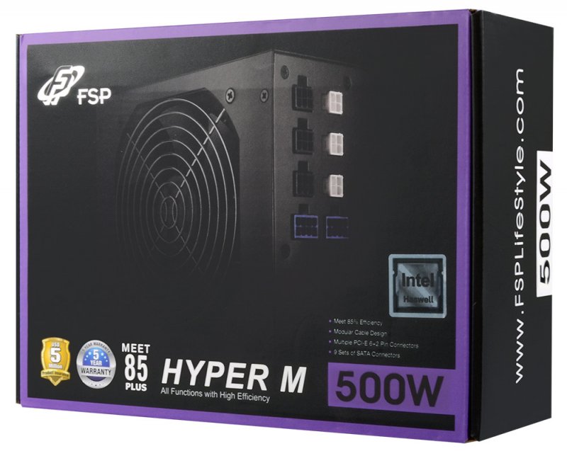 FSP/ Fortron HYPER M 500, >85%, 500W, modular - obrázek č. 4