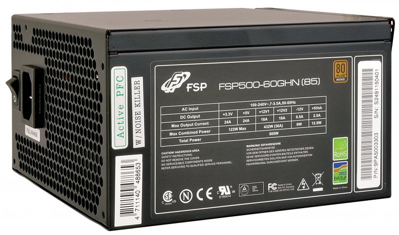 FSP/ Fortron FSP500-60GHN 80PLUS BRONZE, bulk, 500W, black - obrázek č. 2