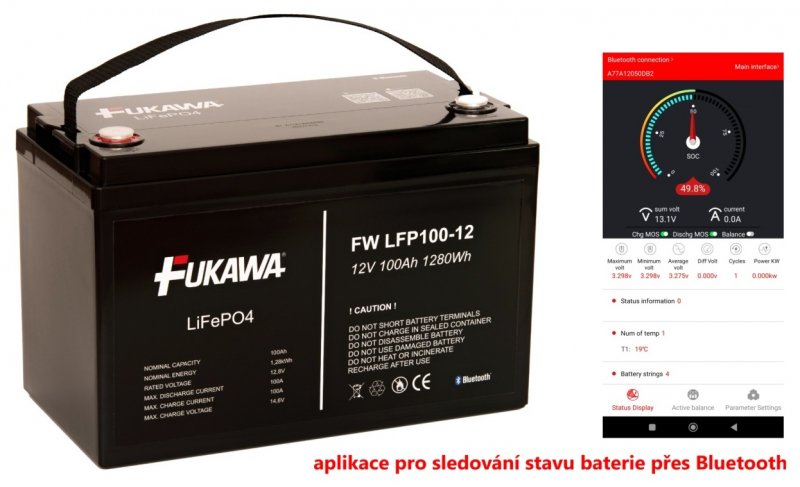 FUKAWA LFP100-12 LiFePo4 (12,8V 100Ah Bluetooth) - obrázek produktu
