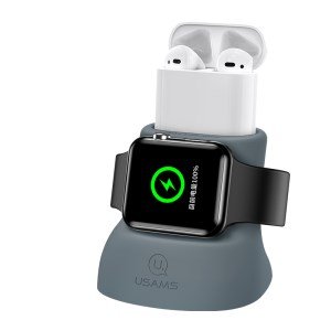USAMS ZJ051 Nabbíjecí Stojánek pro Apple Watch/ Airpods Grey - obrázek produktu