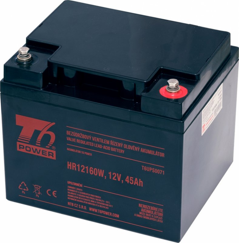 Akumulátor T6 Power HR12160W, 12V, 45Ah, High Rate životnost 10-12 let - obrázek produktu