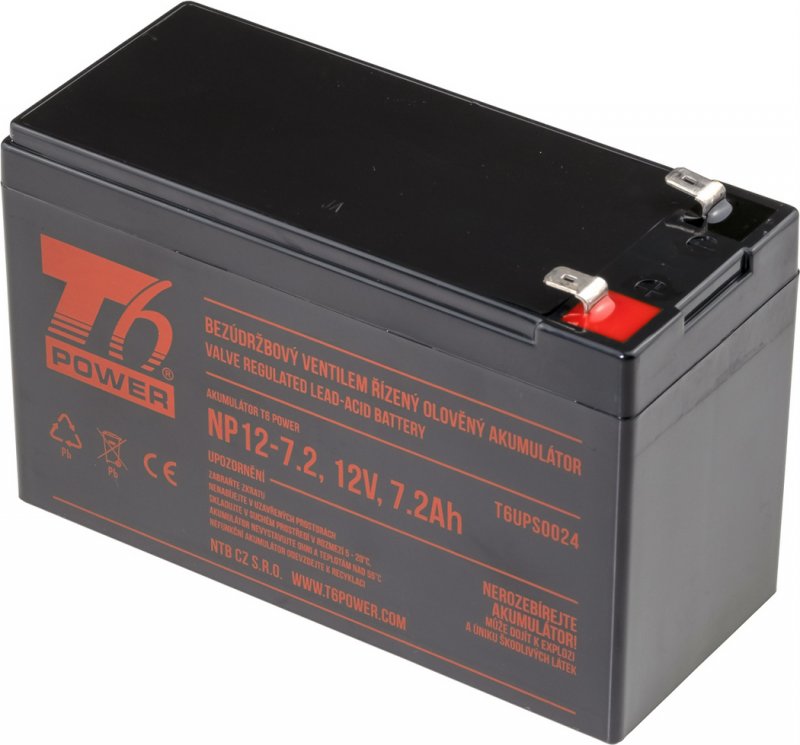 Akumulátor T6 Power NP12-7.2, 12V, 7,2Ah - obrázek produktu