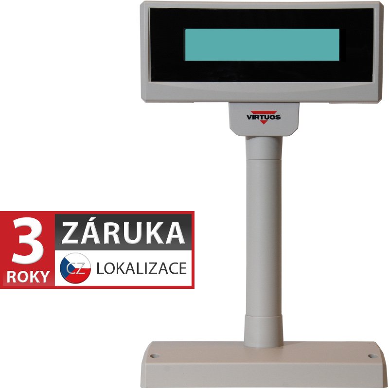 LCD zákaznický displej Virtuos FL-2024MW 2x20, serial (RS-232), 12V, béžový - obrázek produktu
