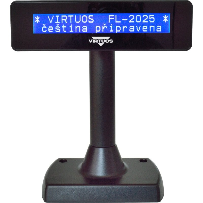 LCD zákaznický displej Virtuos FL-2025MB 2x20, USB, černý - obrázek produktu