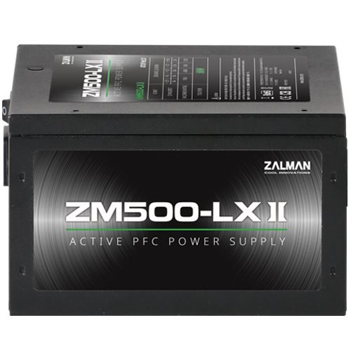 Zdroj Zalman ZM500-LXII 500W eff. 85% ATX12V v2.31 Active PFC 12cm fan - obrázek produktu