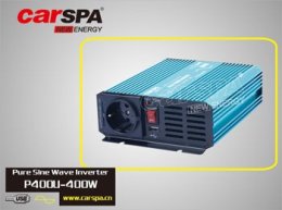 Měnič napětí Carspa P400U-122 12V/ 230V+USB 400W, čistá sinusovka  (P400U-122)