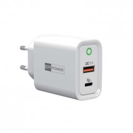 ER POWER 30W PD USB-C/ USB-A EU síťový adaptér,bílý  (ERPW30PD2-WH)