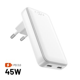 GaN nabíječka FIXED Slim, 45W, PD2.0, 2xUSB -C  (FIXCG45S-2C-WH)