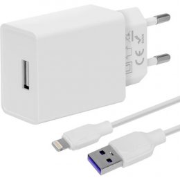 OBAL:ME Cestovní Nabíječka USB-A 10W + USB-A/ Lightning Kabel 1m White  (8596311218859)