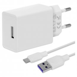 OBAL:ME Cestovní Nabíječka USB-A 10W + USB-A/ USB-C Kabel 1m White  (8596311218842)