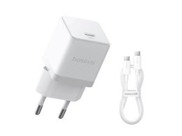 Baseus Palm Fast Nabíječka USB-C 20W + Datový Kabel USB-C / USB-C 1m White  (6932172677428)