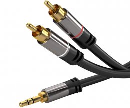 PremiumCord HQ stíněný kabel stereo Jack 3.5mm-2xCINCH M/ M 3m  (kjqcin3)