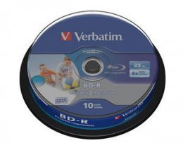 VERBATIM BD-R SL (6x, 25GB),printable, 10 cake  (43804)