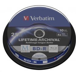 VERBATIM Blu-ray BD-R M-Disc 25GB 4x Printable, 10-cake  (43825)