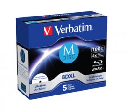Verbatim Blu-ray M-DISC BD-R 100GB 4x Printable jewel box, 5ks/ pack  (43834)