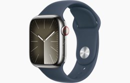Apple Watch S9 Cell/ 45mm/ Silver/ Sport Band/ Storm Blue/ -S/ M  (MRMN3QC/A)