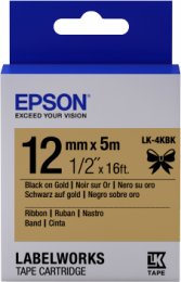Epson zásobník se štítky – saténový pásek, LK-4KBK černá /  zlatá, 12 mm (5 m)  (C53S654001)