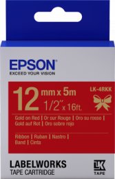 Epson zásobník se štítky – saténový pásek, LK-4HKK, zlatá/ červená, 12 mm (5 m)  (C53S654033)
