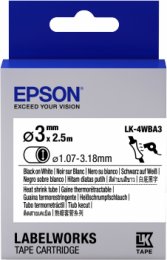 Epson Label Cartridge Heat Shrink Tube (HST) LK-4WBA3 Black/ White D3mm (2.5m)  (C53S654903)