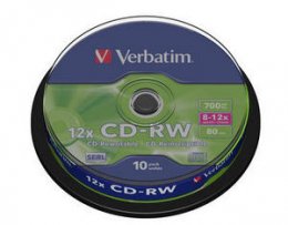 VERBATIM CD-RW 80min. 8-12x, 10 cake  (43480)