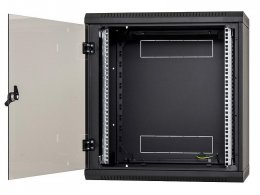 Nástěnný rack jednodílný 12U (š)600x(h)595 perforované dveře černý  (RBA-12-LS6-BAX-A1)