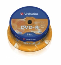 VERBATIM DVD-R(25-Pack)Spindl/ MattSlvr/ 16x/ 4.7GB  (43522)