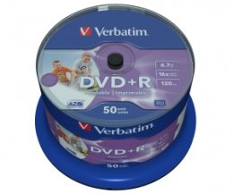 VERBATIM DVD+R(50-Pack)Cake/ Print/ 16x/ 4.7GB/ NoID  (43512)