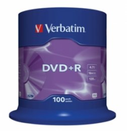 VERBATIM DVD+R(100-Pack)Spindl/ MattSlvr/ 16x/ 4.7GB  (43551)