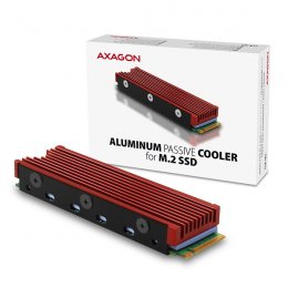 AXAGON CLR-M2, hliníkový pasivní chladič pro oboustranný M.2 SSD disk, výška 12 mm
