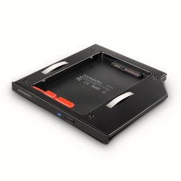 AXAGON RSS-CD09 rámeček pro 2.5" SSD/ HDD do DVD slotu, 9.5 mm, LED, hliník