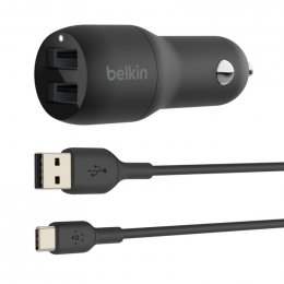 BELKIN Dual USB-A auto nabíječka 24W + USB-C kabel  (CCE001bt1MBK)