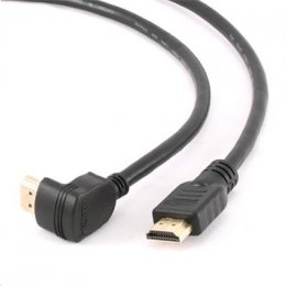 GEMBIRD Kabel HDMI-HDMI M/ M 3m, 1.4, M/ M stíněný, zlacené kontakty, 90° lomený, černý  (CC-HDMI490-10)