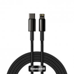 Baseus Datový kabel Tungsten Gold PD 20W 2m USB-C/ Lightning černý  (6953156232044)