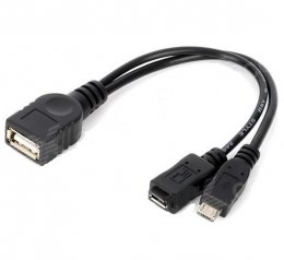 PremiumCord USB redukce kabel USB A/ female+Micro USB/ female - Micro USB/ male OTG  (kur-18)