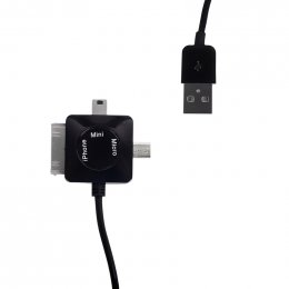 WE Datový kabel micro/ mini USB/ iPhone4 100cm černý  (09983)
