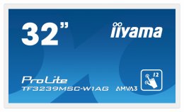 32" iiyama TF3239MSC-W1AG: AMVA, FullHD, capacitive, 12P, 500cd/ m2, VGA, HDMI, DP, 24/ 7, IP54, černý  (TF3239MSC-W1AG)