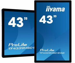 43" iiyama TF4339MSC-B1AG: AMVA, FullHD, capacitive, 12P, 400cd/ m2, VGA, HDMI, DP, 24/ 7, IP54, černý  (TF4339MSC-B1AG)