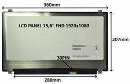 LCD PANEL 15,6" FHD 1920x1080 30PIN MATNÝ /  ÚCHYTY NAHOŘE A DOLE  (77046121)