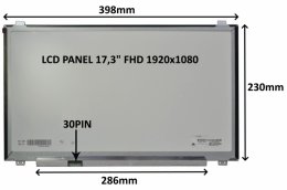 LCD PANEL 17,3" FHD 1920x1080 30PIN MATNÝ IPS /  ÚCHYTY NAHOŘE A DOLE  (77047910)