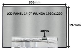 LCD PANEL 14,0" WUXGA 1920x1200 30PIN MATNÝ IPS  /  BEZ ÚCHYTŮ  (77033854)