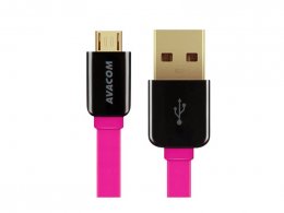 Kabel AVACOM MIC-40P USB - Micro USB, 40cm, růžová  (DCUS-MIC-40P)