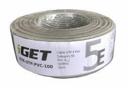 Instalační kabel iGET CAT5E UTP PVC Eca 100m/ role, kabel drát, s třídou reakce na oheň Eca  (iG5E-UTP-PVC-100)