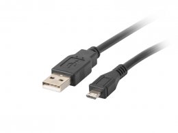 LANBERG Kabel USB 2.0 AM/ Micro, 1m, černý  (CA-USBM-10CC-0010-BK)
