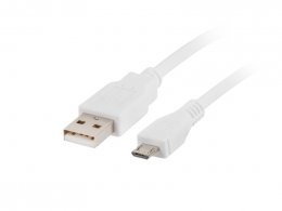 LANBERG Kabel USB 2.0 AM/ Micro, 1m, bílý  (CA-USBM-10CC-0010-W)