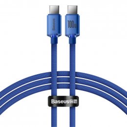 Baseus CAJY000603 Crystal Shine Series Datový Kabel USB-C - USB-C 100W 1,2m Blue  (6932172602871)