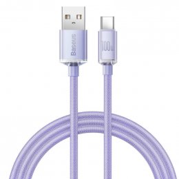 Baseus CAJY000405 Crystal Shine Series Datový Kabel USB - USB-C 100W 1,2m Purple  (6932172602826)