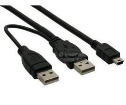 PremiumCord USB 2.0 napájecí Y kabel A/ M + A/ M -- A/ M mini 0.4m + 0.5m  (ku2y02)